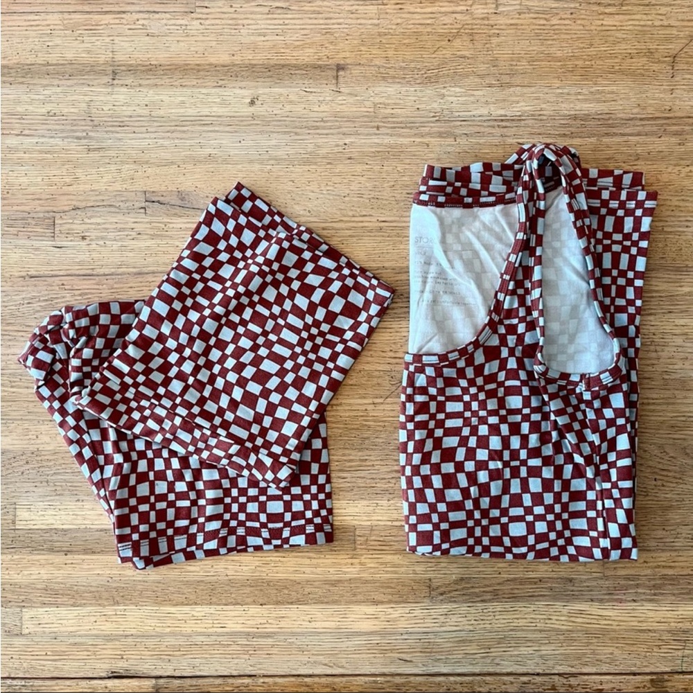 storq essential shorts & daily tank *SET* in wavy check print / size 2 (small)